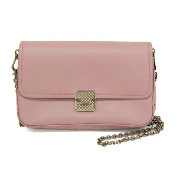 BOTTEGA VENETA Pink Leather Intrecciato Shoulder Bag